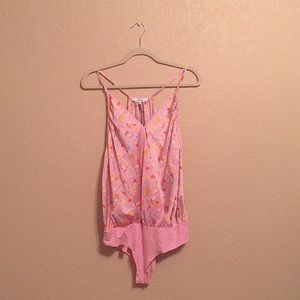 Pink Floral Patterned Bodysuit